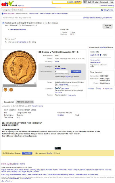 daz0_16  eBay Listing for Gold Sovereign 1968 Coin